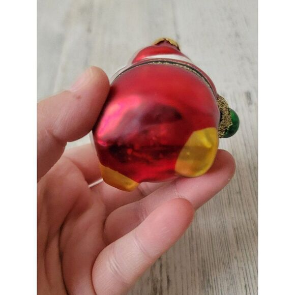 Pudgy Santa claus Blown glass ornament Xmas glitter - Picture 5 of 5